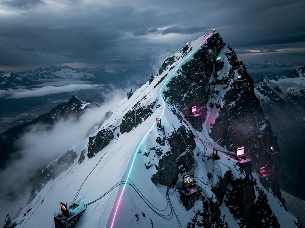 Alpiner Gebirgskamm bei Dämmerung